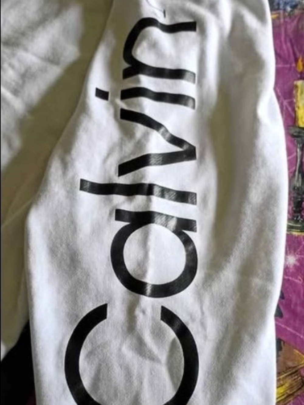 White Calvin Klein Women Bottoms with Black Logo